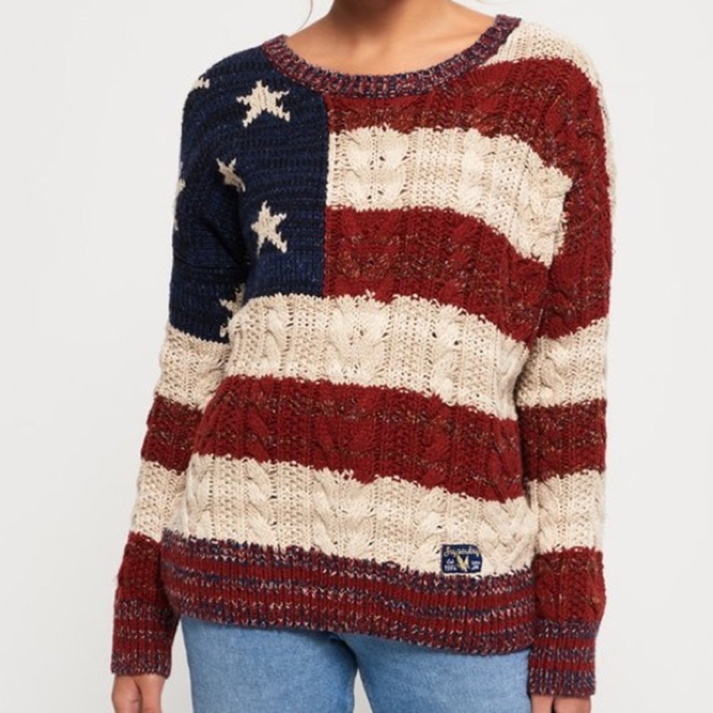 Superdry Americana Cable Knit Jumper Sweater - Picture 2 of 11